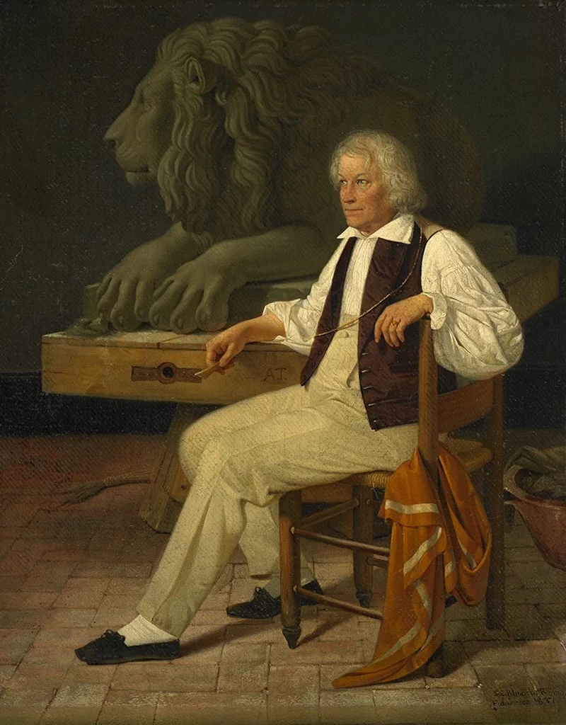 Thorvaldsen nel suo studio (Roma)